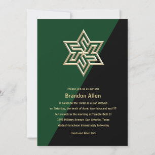 Pub Mitzvah Valfri Färg med David-stjärnan Guld Inbjudningar