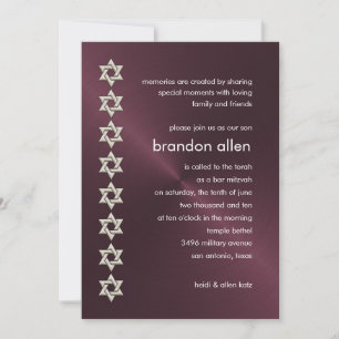 Pub Mitzvah Vin Sheen Silver Stars i David Inbjudningar