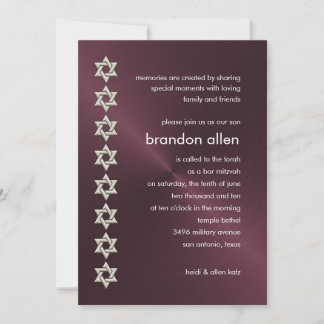 Pub Mitzvah Vin Sheen Silver Stars i David Inbjudningar