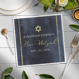 Pub Mitzvah Watercolor Napkins | Abstrakt blå Pappersservett