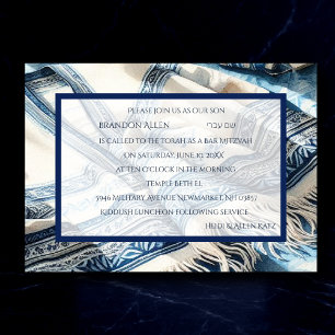 Pub Mitzvah Watercolor Tallit 2 Inbjudningar