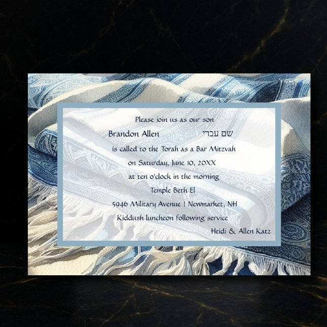 Pub Mitzvah Watercolor Tallit 4 Inbjudningar (Skapare uppladdad)