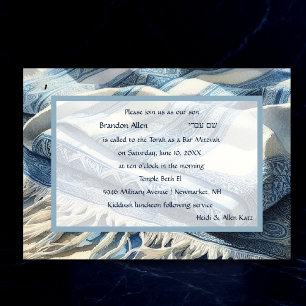 Pub Mitzvah Watercolor Tallit 4 Inbjudningar