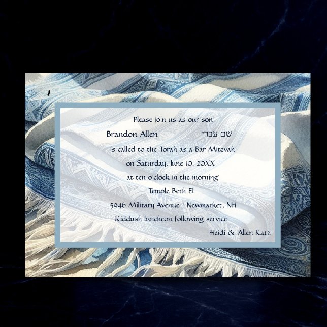 Pub Mitzvah Watercolor Tallit 4 Inbjudningar (Skapare uppladdad)