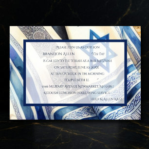 Pub Mitzvah Watercolor Tallit Inbjudningar