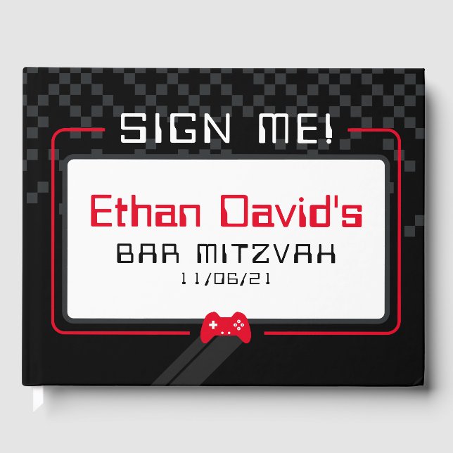 PUB MITZVAH WELCOME coola trendig black red Gästböcker (Framsida)