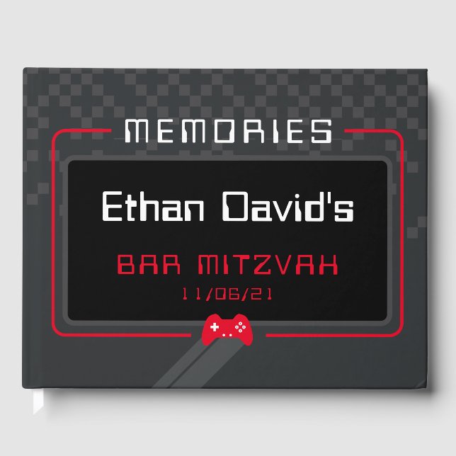 PUB MITZVAH WELCOME coola trendig red black Gästböcker (Framsida)