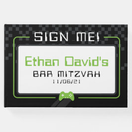 PUB MITZVAH WELCOME gamer coola black lime green Gästböcker