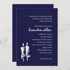 Pub Mitzvah White Torah-Scrollsar på valfri Färg Inbjudningar