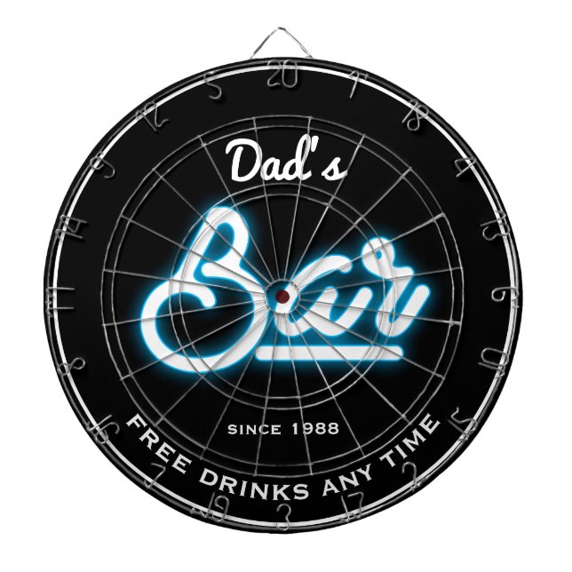 Pub Pappa som någon Namn Blue Neon Effect Funny Sl Darttavla (Framsidan)