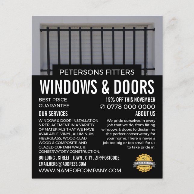 Pub & Shutters, Window & Door Fitter Company Flygblad (Framsidan)