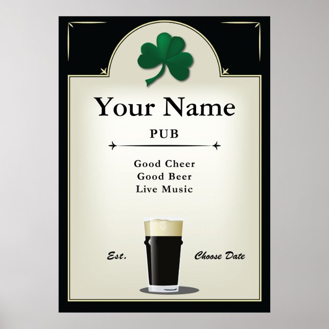 Pub Sign, Irish Pub, Personlig Poster (Framsidan)