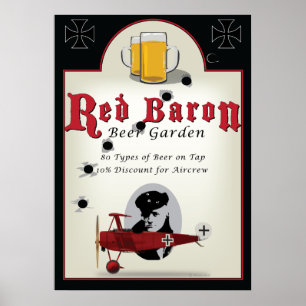 Pub Sign, Red Baron Beer Garden Poster