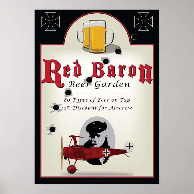 Pub Sign, Red Baron Beer Garden Poster (Framsidan)