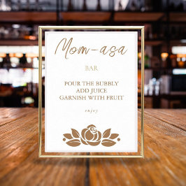 Pub-skylt för en flicka i Guld White Blommigt Baby Poster