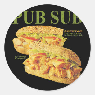 Pub Sub Kyckling Tender Rolig Smörgås Runt Klistermärke