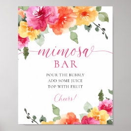 Pub-tecken för färgstark blommigt mimosa poster