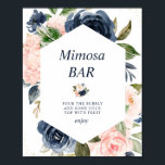 pub-tecken för marin och  möhippa mimosa poster<br><div class="desc">En blommigt med vackra sjöblå och  vattenfärger blommor. Du kan redigera texten och färgen på det här poster.</div>