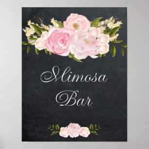 pub-tecken på chalkboard mimosa rosa ros poster