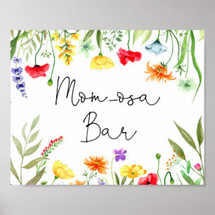Pub tecken på färgade vilda blommor Mamma-osa mimo Poster