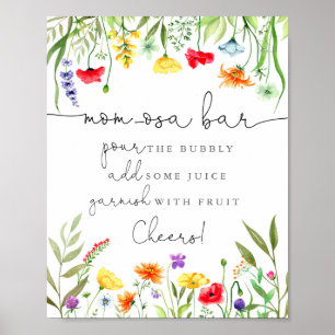 Pub tecken på färgade vilda blommor Mamma-osa mimo Poster