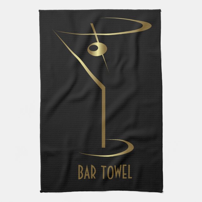 Pub Towel Guld Martini-glas Kökshandduk (Vertikal)