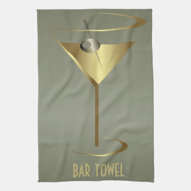Pub Towel Guld Martini-glas Kökshandduk (Vertikal)