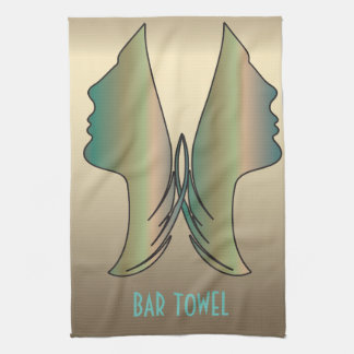 Pub Towel Guld Woman Ansikte Kökshandduk