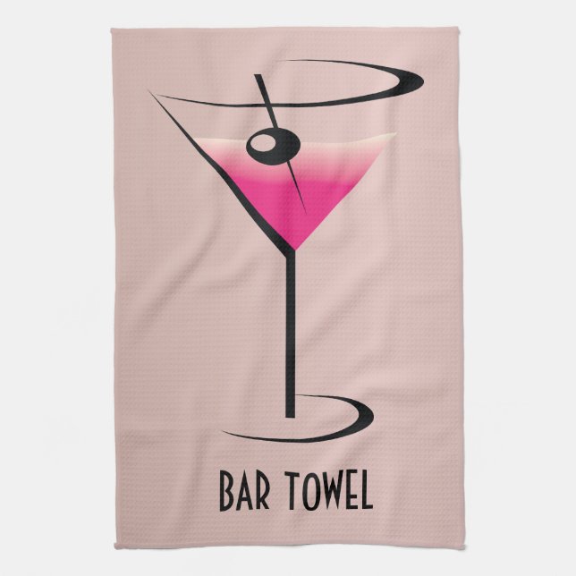 Pub Towel Rosa Martini Cocktail-glas Kökshandduk (Vertikal)