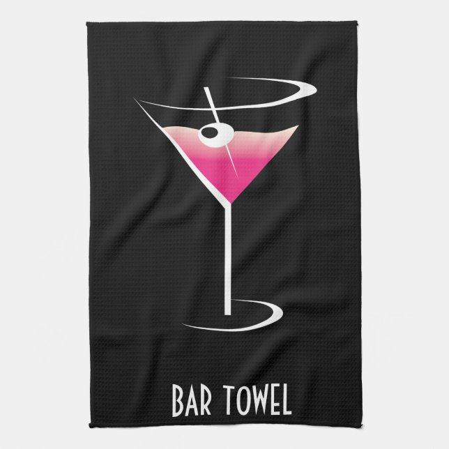 Pub Towel Rosa Martini Glas Kökshandduk (Vertikal)