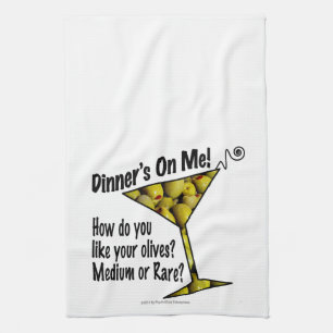 PUB TOWELS Middag! Oliv? Mellan eller Sällsynt? Kökshandduk