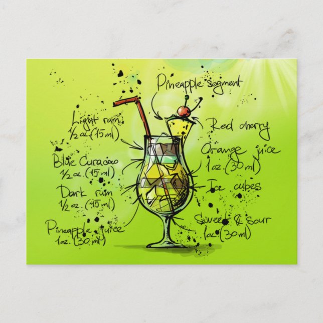 Pub Tropical Cocktail Recipe Vykort (Framsida)