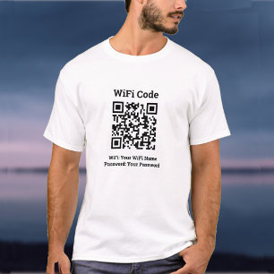 Pub WiFi Details Plus QR Code Plus Adress på en T Shirt