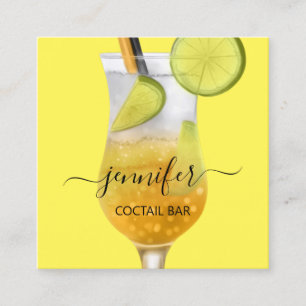 Pubb Coctail Vin Drink Gult Minimalism Fyrkantigt Visitkort