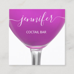 Pubb Coctail Vin Pub Drink Glass PinkY Logotyp Fyrkantigt Visitkort