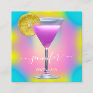 Pubb Drinks Pub Restaurant Coctail Logotyp Rosa Fyrkantigt Visitkort