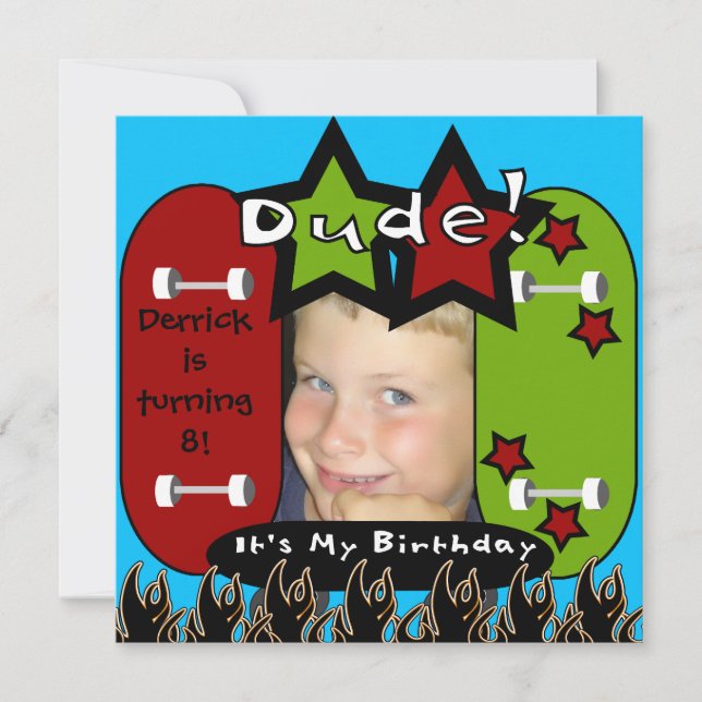 Pubbskateboarding Birthday-inbjudan Inbjudningar (Framsida)