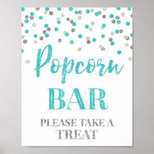 Puben för Popcorn för blåttsilverkonfettiar Poster