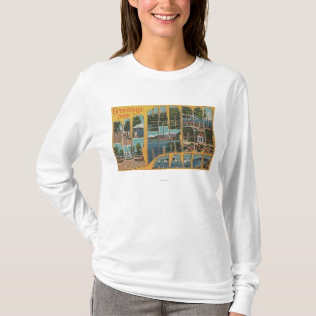 Pubhamn, Maine - stora brevplatser T Shirt (Framsida)