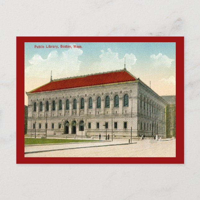 Public Bibliotek, Boston 1911 Vintage Vykort (Framsida)