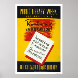 Public Bibliotek Chicago 1940 WPA Poster
