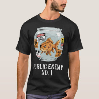 Public Enemy No 1 Tuff Guld Fisk Tecknad Film T Shirt