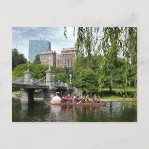 Public Garden Svan Boat Boston Postcard Helg Vykort