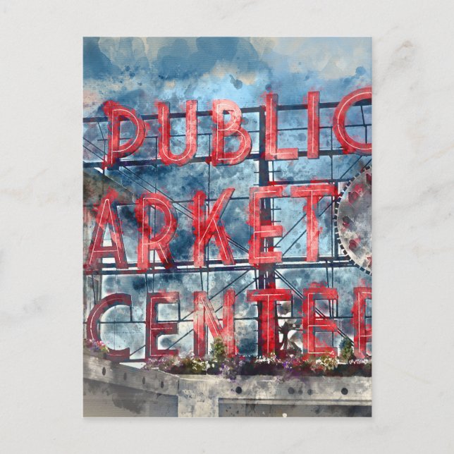 Public Market Center i Seattle Washington Vykort (Framsida)