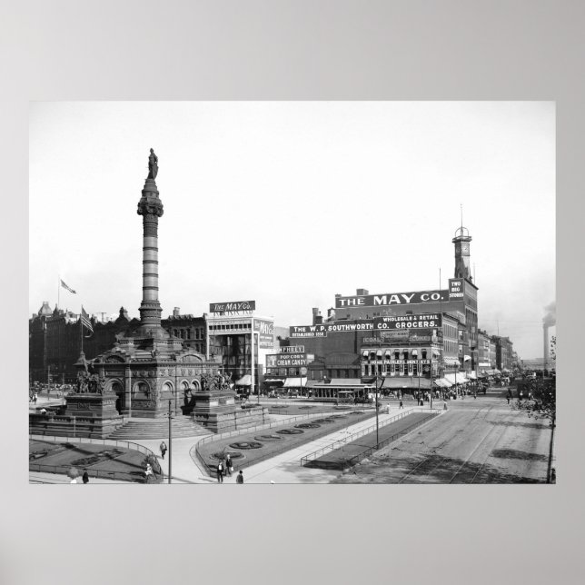 Public Square, Cleveland, 1900 Poster (Framsidan)
