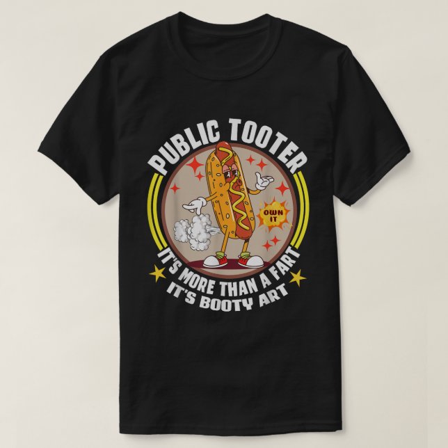 Public Tooter Funny Hett Hund Fart Tee (Design framsida)