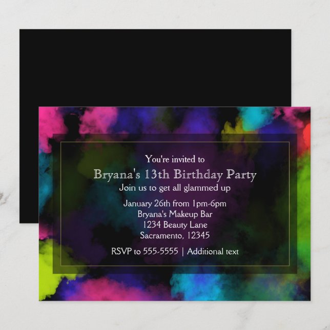 Publikationer från Färg Makeup-bokningspartiet Inbjudningar (Fram/baksida)