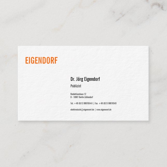 Publizist Visitenkarte Visitkort (Framsida)