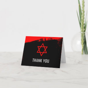 PubMitzvah för Grunge rött svart tack Kort