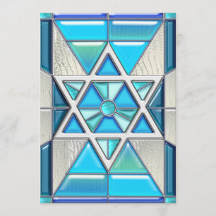 PubMitzvah målat glass & silverdavidsstjärna Inbjudningar